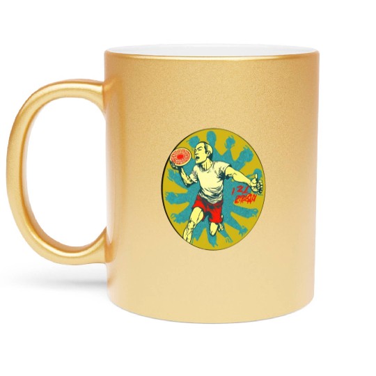 Ultimate Frisbee Retirement Appreciation Pop Art Metallic Mugs