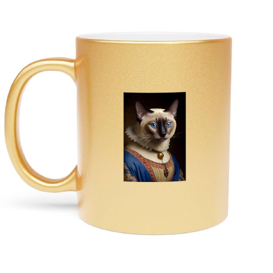 Siamese Cat Breed Portrait Royal Renaissance Anima Metallic Mugs