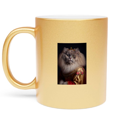 British Longhair Queen Cat Breed Portrait Royal Re Metallic Mugs