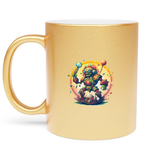 Inca,Maya robot warrior Metallic Mugs