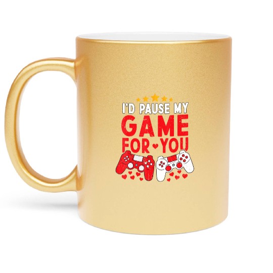 Gamer Gift Game Heart Valentines Day Lover Metallic Mugs