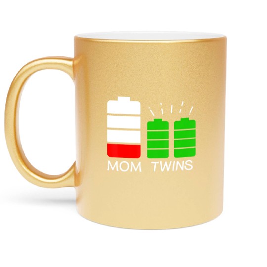 Twin Mom Low Battery Tired Mom Of Twins Metallic Mugs