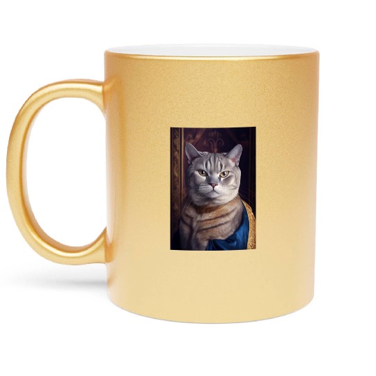 American Shorthair Cat Breed Portrait Royal Renais Metallic Mugs