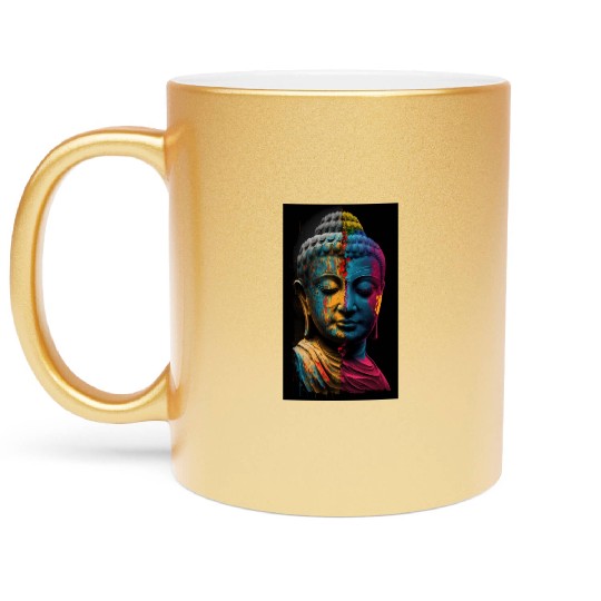 Enlightened Elegance: Colorful Buddha Portraits Metallic Mugs