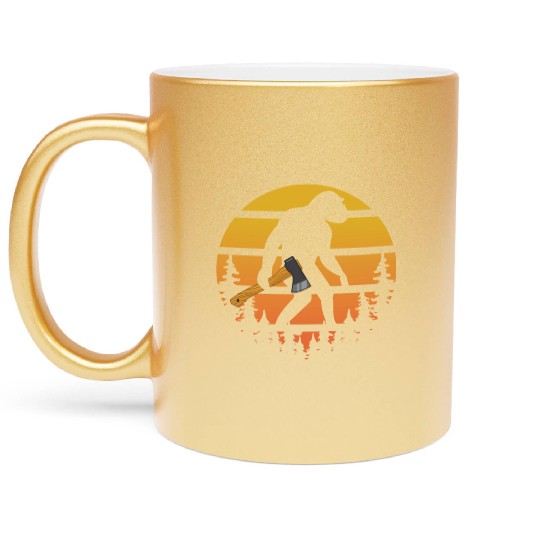 Retro Sasquatch Axe Throwing For Axe Thrower Metallic Mugs