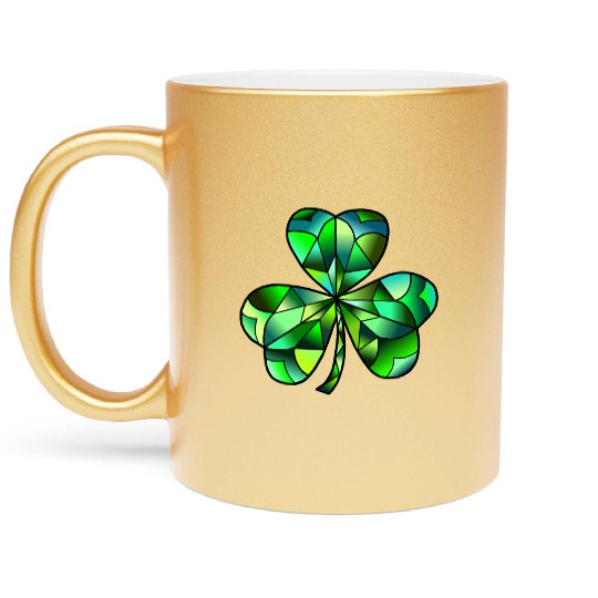 Green Gradation Stained Glass Irish Clover Metallic Mugs