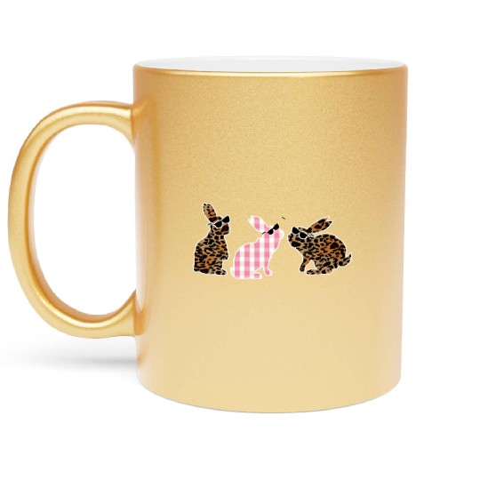 Cute Leopard Plaid Bunny Sunglasses Easter Day Metallic Mugs