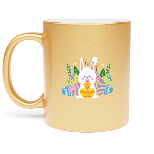 Cute Easter Bunny Egg Hunt Metallic Mugs