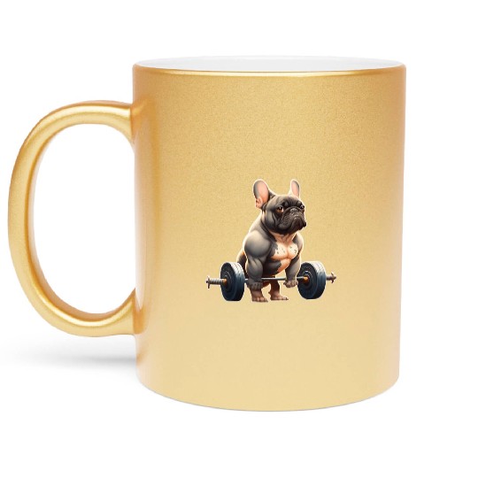 Funny French Bulldog Bodybuilding Gym Metallic Mugs