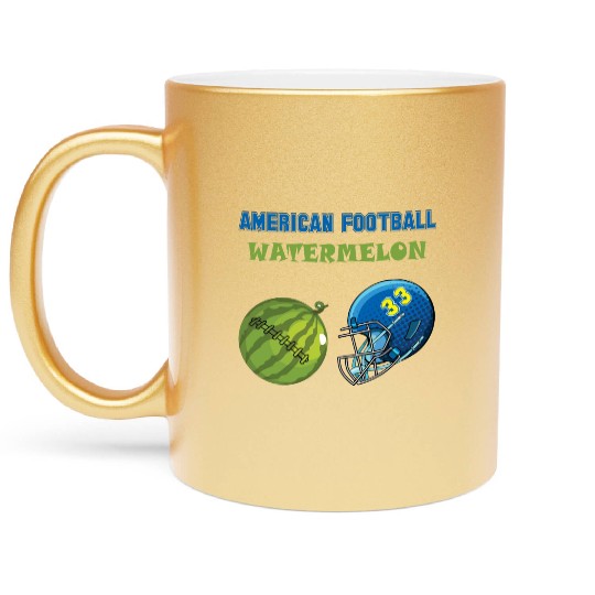american football watermelon Metallic Mugs