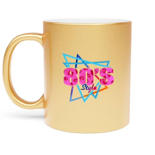 80's Style - Fun Retro Pink Leopard Print Metallic Mugs