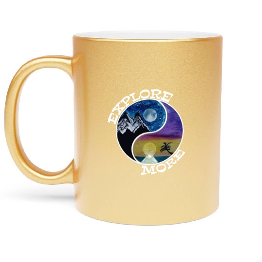 Explore more mountains & oceans wanderlust guided Metallic Mugs