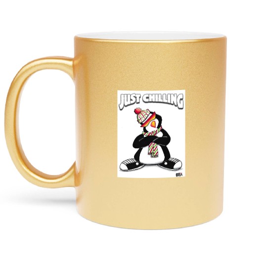 Just Chilling Penguin by Black Sheep Graphix Metallic Mugs
