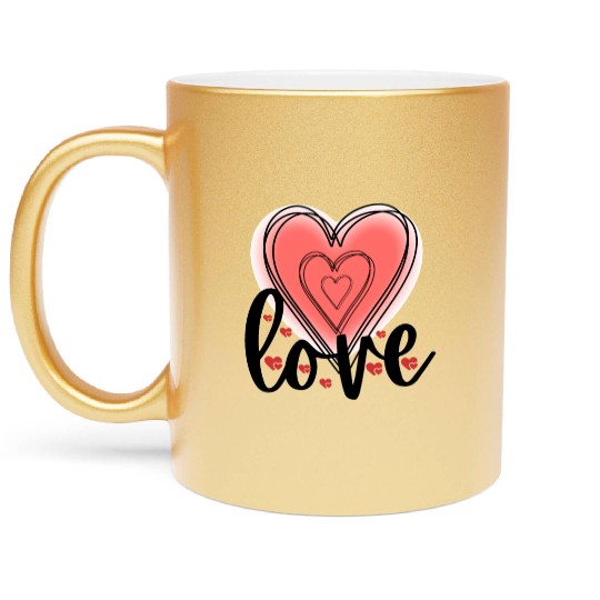 Love Hearts Valentine's Day Metallic Mugs