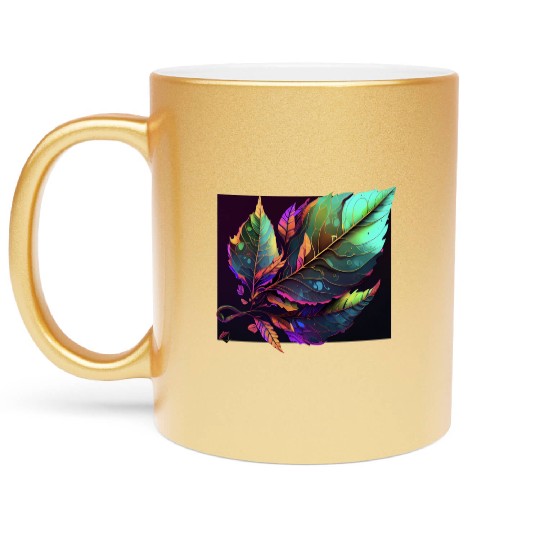 Vibrant Leaf Synthwave Metallic Mugs