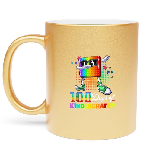 100 Days Of Kindergarten School Teacher Funny Metallic Mugs