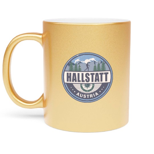 Hallstatt Austria Austrian Alps Vintage Hiking Metallic Mugs