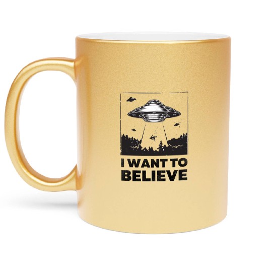 I Want To Believe Aliens UFO Area 51 Roswell Metallic Mugs
