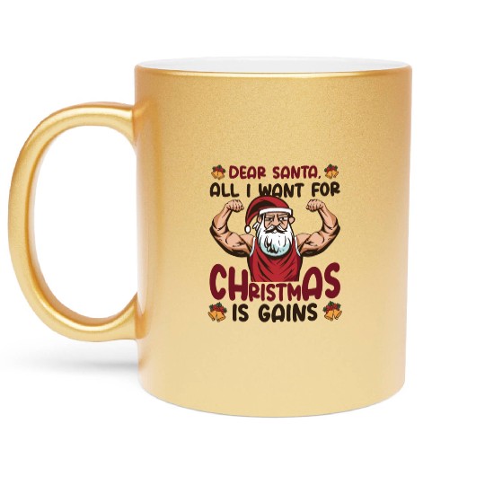 Dear Santa Christmas Gym Training Holiday Workout Metallic Mugs