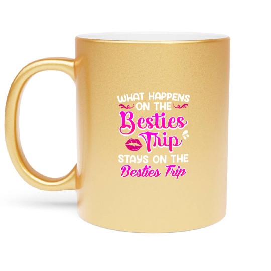 Besties Trip Friends Summer Vacation Spring Break Metallic Mugs