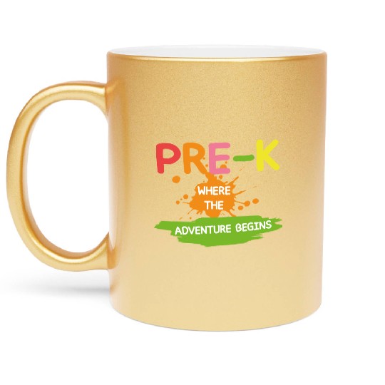 Pre-K Where The Adventure Begins Back to School Metallic Mugs