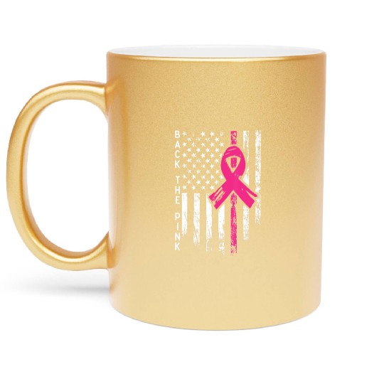 Back The Pink Us American Breast Cancer Awareness Metallic Mugs