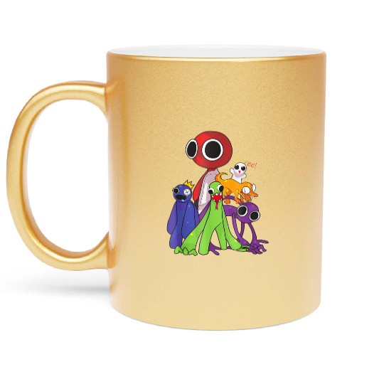 Rainbow Friends blue red orange green Metallic Mugs