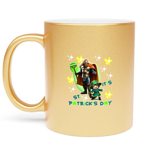 Kids St. Patrick's Day Shamrock "Thor, anime" Metallic Mugs
