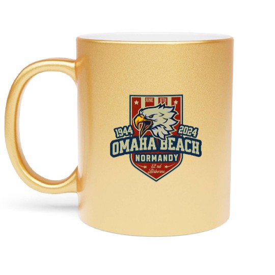 Omaha Beach Normandy D DAY 80 th anniversary Metallic Mugs
