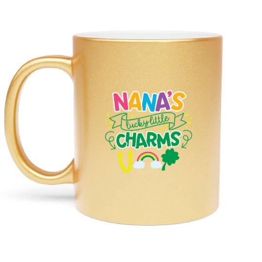 Nana's Lucky Little Charms Clover Shamrock Metallic Mugs