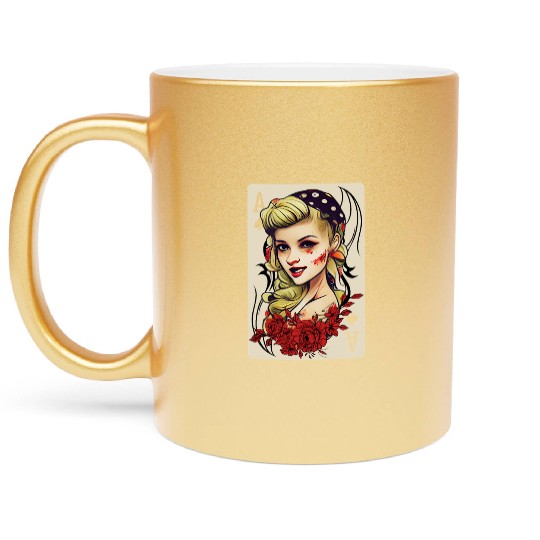 Rockabilly 50s Pin Up Zombie Psychobilly Ace Card Metallic Mugs