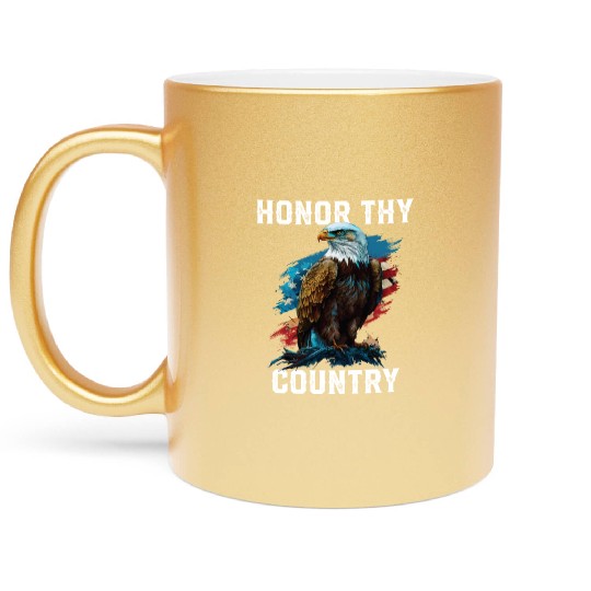 Honor Thy Country American Bald Eagle America USA Metallic Mugs