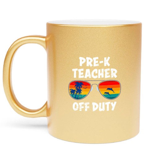 Preschool kindergarten educator off duty teacher Metallic Mugs