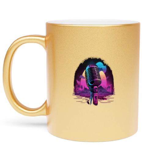 AV Technician Microphone Audio Visual Tech Sound Metallic Mugs