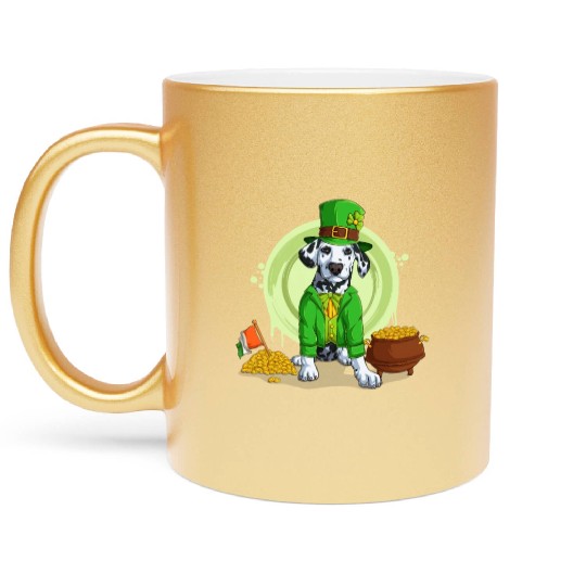 Dalmatian Puppy, Irish Flag, Gold, Shamrock Dog St Metallic Mugs