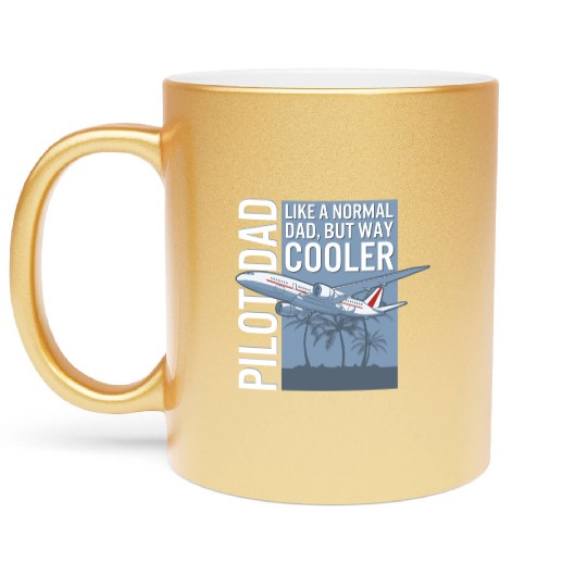 Commercial Jet Airliner Airplane Funny Fathers Metallic Mugs