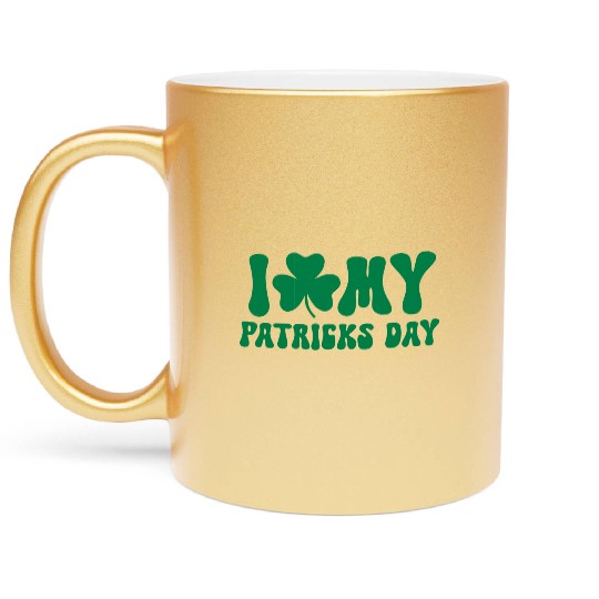 green I Love My St Patricks day Metallic Mugs