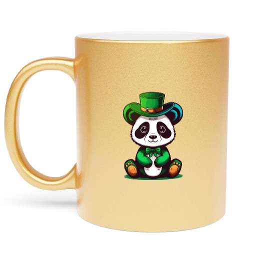 st patricks day - cute panda Metallic Mugs