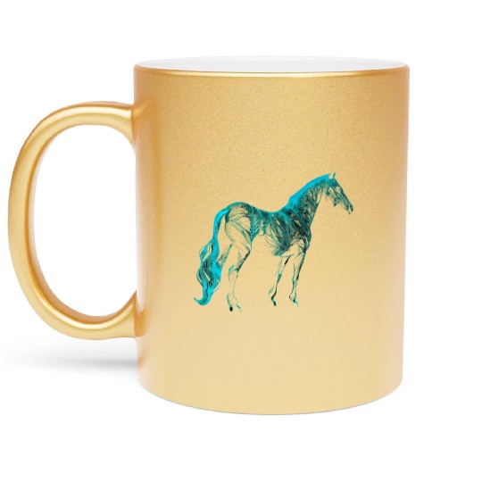 Turquoise Equestrian Art Horse Lover Western Rodeo Metallic Mugs