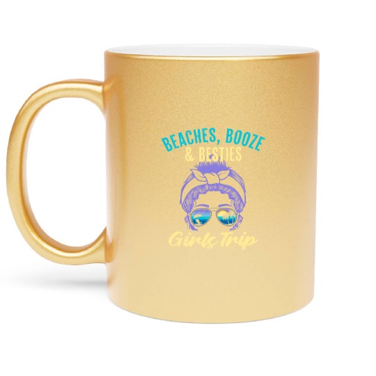 Beaches Booze Besties Girls Trip Spring Break Metallic Mugs