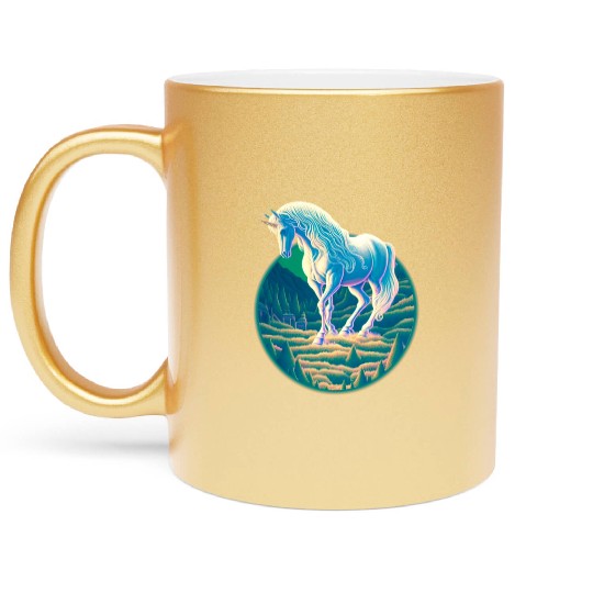 Unicorn in Mountain Landscape Metallic Mugs