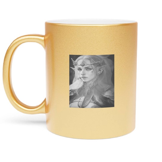 Fairy elf woman fantasy mysticism magic mythical e Metallic Mugs