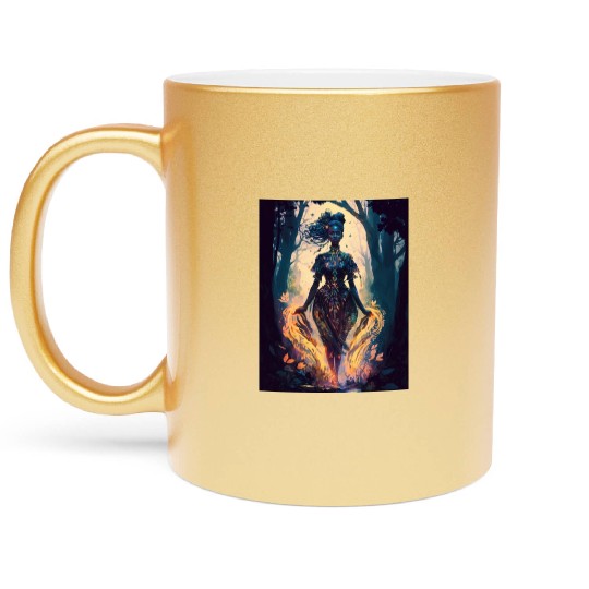 Black Nature Goddess - African American, Woodland Metallic Mugs