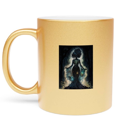 Black Nature Goddess - African American, Woodland Metallic Mugs