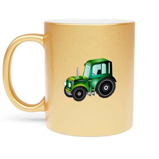 green 3D tractor for tractor and farm fans Metallic Mugs