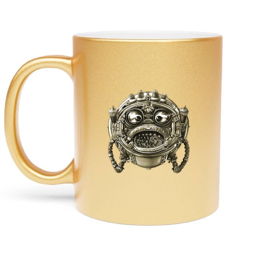 antique radio monster tarnished gold color Metallic Mugs