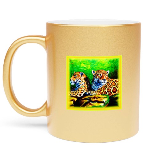 Cute Painting of The Jaguars. Buy Now Metallic Mugs