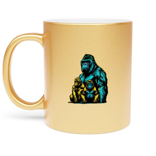 gorilla family Metallic Mugs