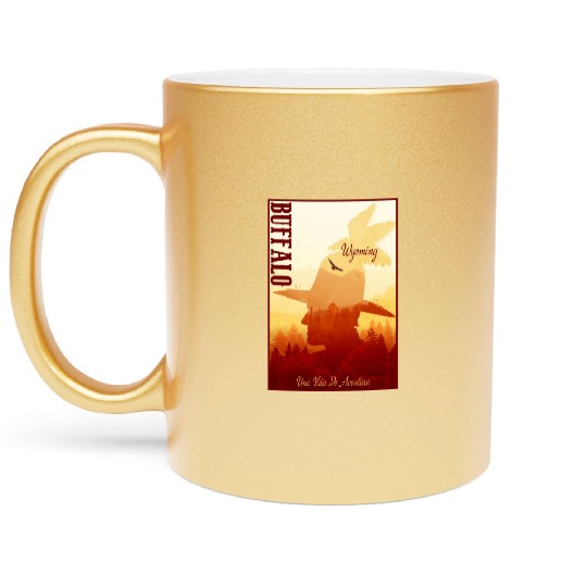 Buffalo Wyoming wild west town Metallic Mugs