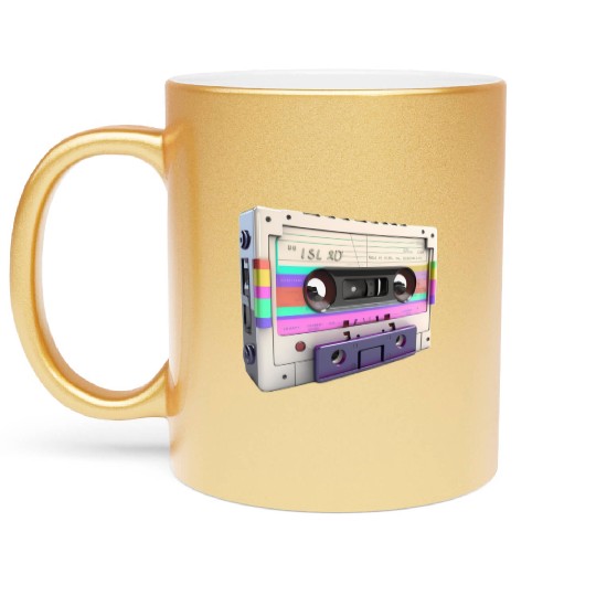 80s Music Cassette Tape : 3D, Neon, 80s songs Metallic Mugs